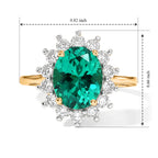 Luxuriant - AAA Lab Grown Columbian Emerald & Lab Grown Diamond (SI/G-H) Halo Ring in 18K Vermeil Yellow Gold Plated Sterling Silver 3.15 Ct._8796499_5