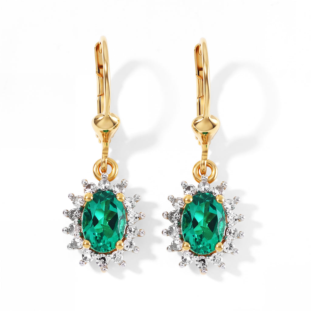 Luxuriant Lab Grown Columbian Emerald, Lab Grown Diamond Main Stone With Side Stone Earring in 18K YG VermeilSterling Silver  1.768  Ct._8796509