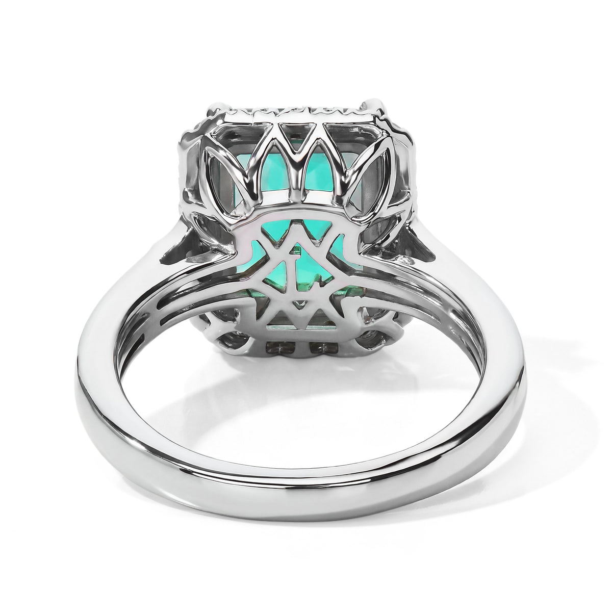 Luxuriant - AAA Lab Grown Columbian Emerald &amp; Lab Grown Diamond (SI-G-H) Solitaire Ring in Rhodium Overlay Sterling Silver 3.30 Ct. 8796510 4