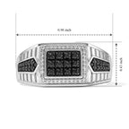 D'joy Black Diamond, White Diamond Mens Ring in Rhodium OverlaySterling Silver, Silver Wt.6.25 Gms  0.610  Ct._8796561_5
