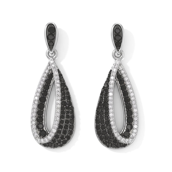 D'Joy - Natural White Diamond Dangling Earring with Push Back in Rhodium Overlay Sterling Silver 1.00 Ct. 8796566 1
