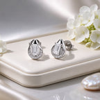 D'Joy - Moissanite Earring with Push Back in Rhodium Overlay Sterling Silver_8796673_1