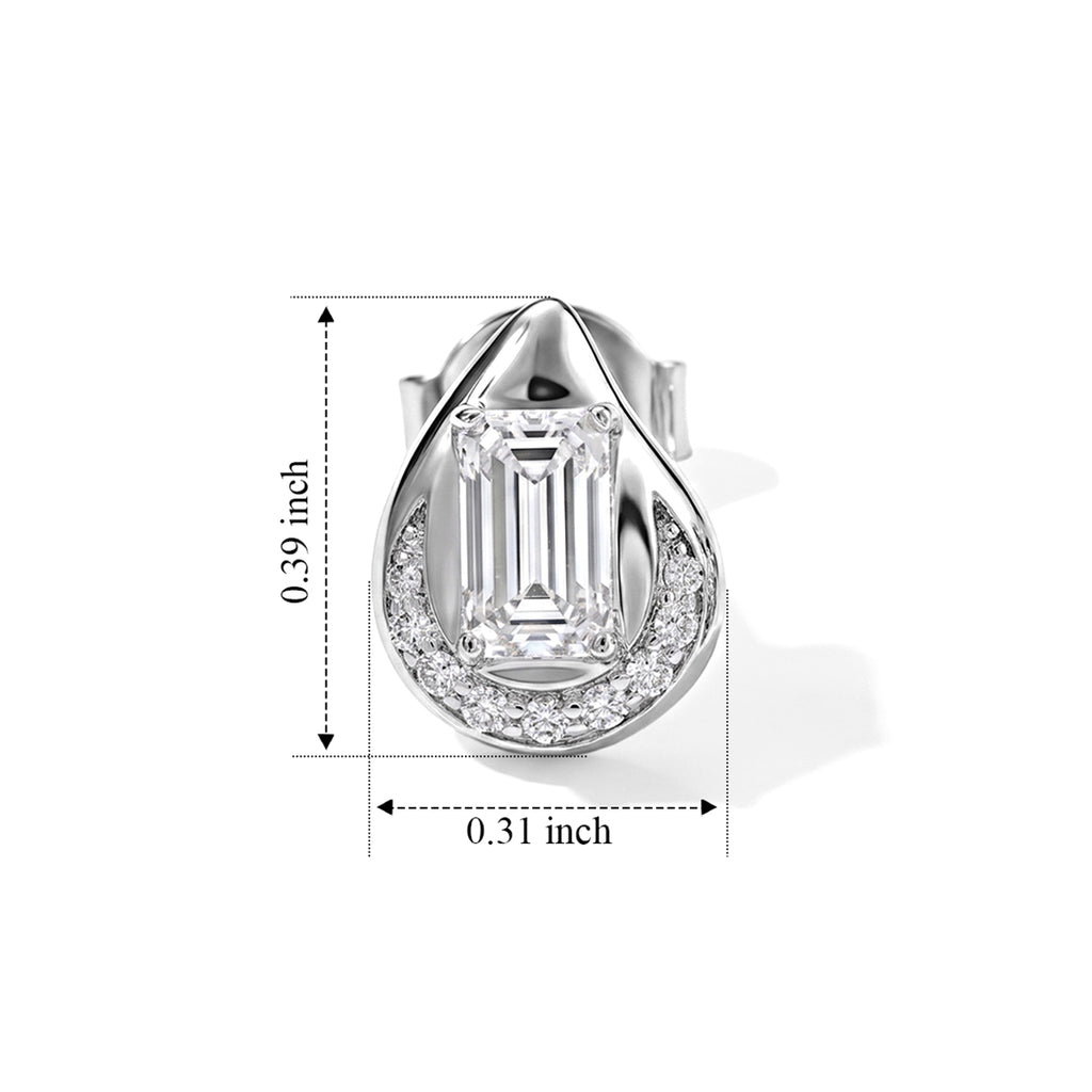 D'Joy - Moissanite Earring with Push Back in Rhodium Overlay Sterling Silver_8796673_4