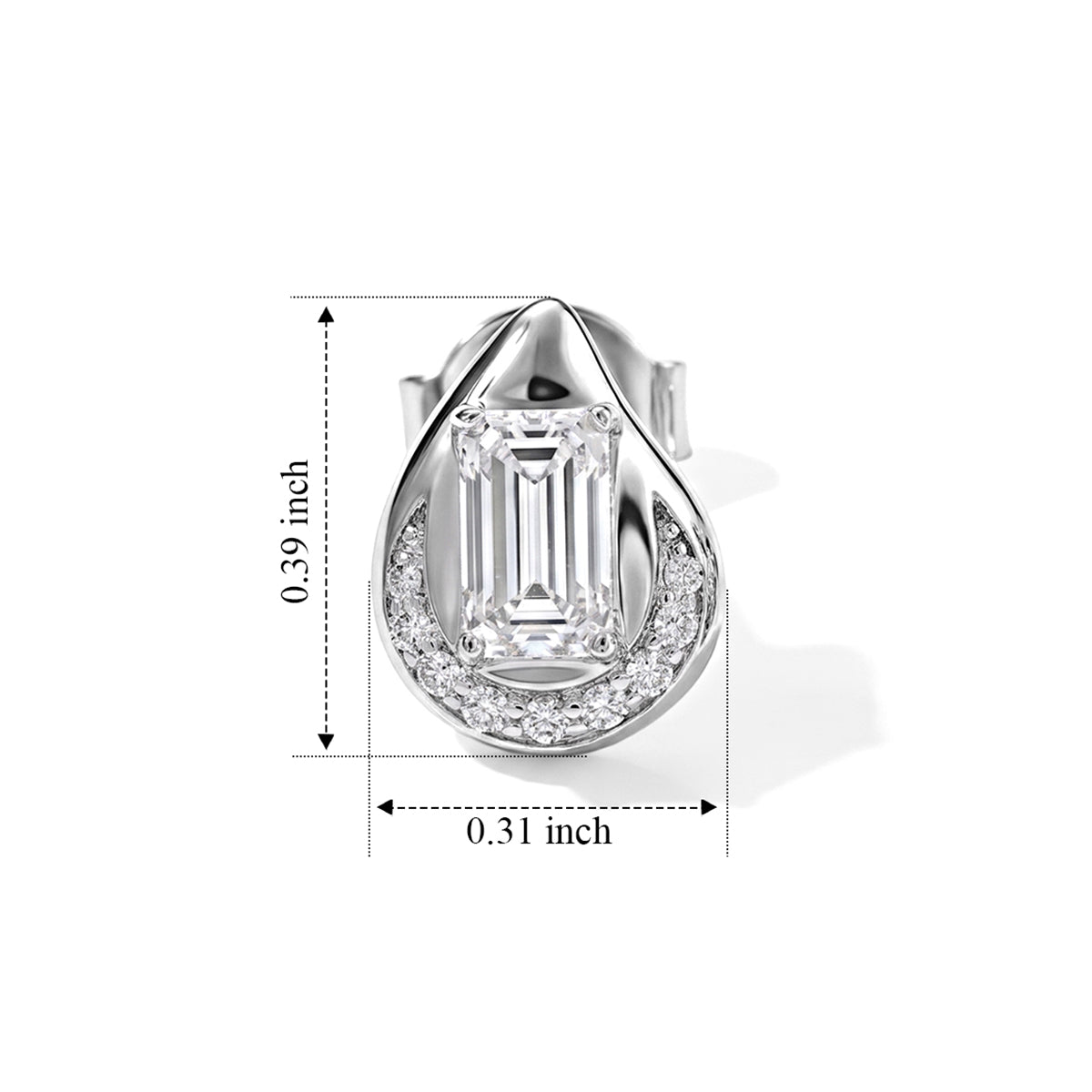 D'Joy - Moissanite Earring with Push Back in Rhodium Overlay Sterling Silver 8796673 4