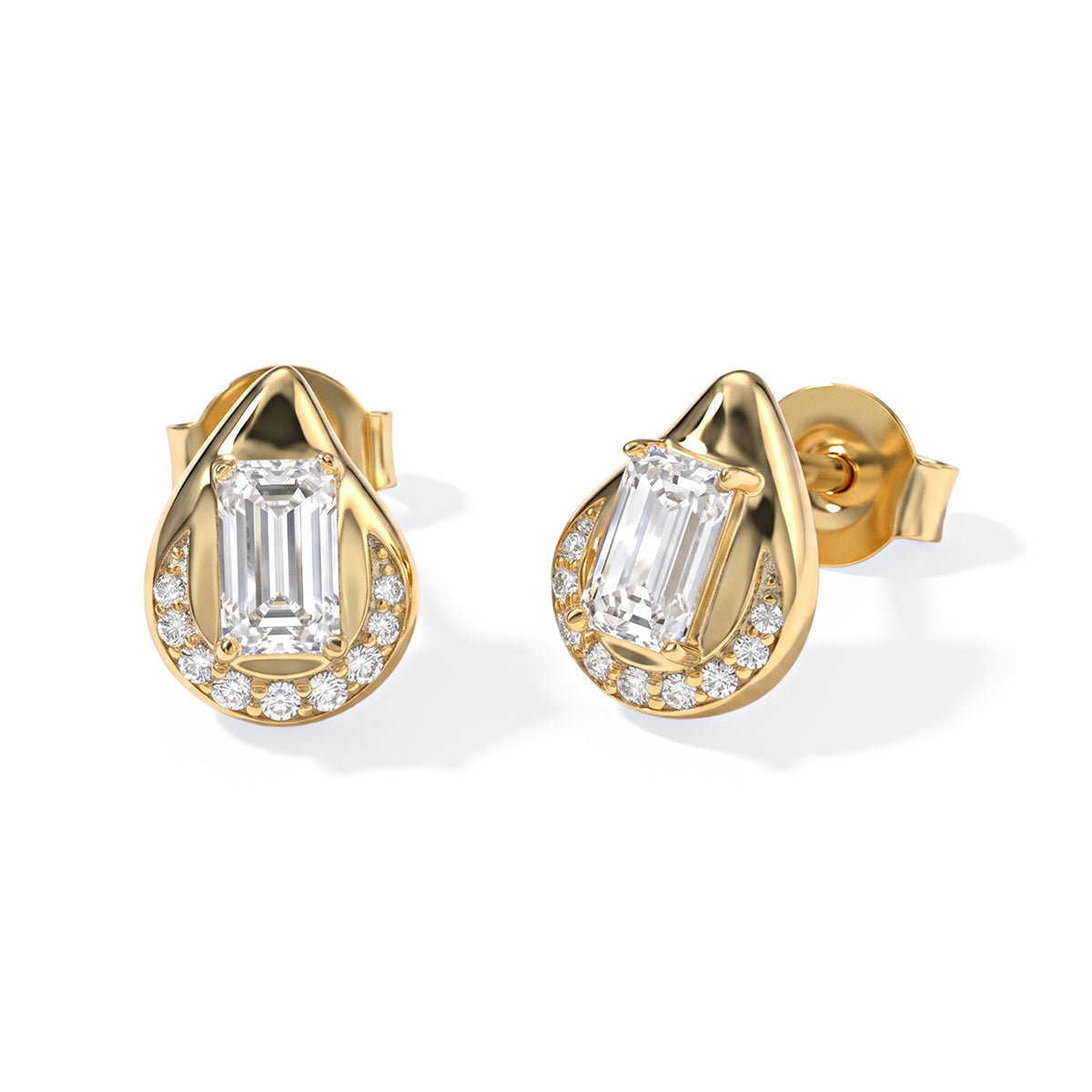 D'Joy - Moissanite Earring with Push Back in Yellow Gold Plated Sterling Silver 1.00 Ct. 8796674 0