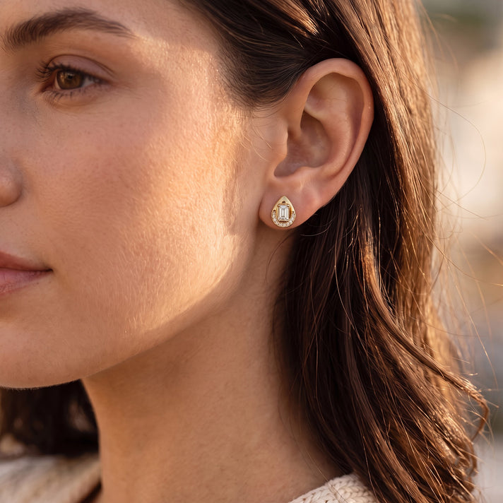 D'Joy - Moissanite Earring with Push Back in Yellow Gold Plated Sterling Silver 1.00 Ct. 8796674 2