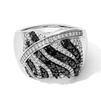 D'joy Black Diamond, White Diamond Cluster Ring in Rhodium OverlaySterling Silver, Silver Wt.5.5 Gms  1.036  Ct._8796678