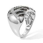 D'joy Black Diamond, White Diamond Cluster Ring in Rhodium OverlaySterling Silver, Silver Wt.5.5 Gms  1.036  Ct._8796678_3