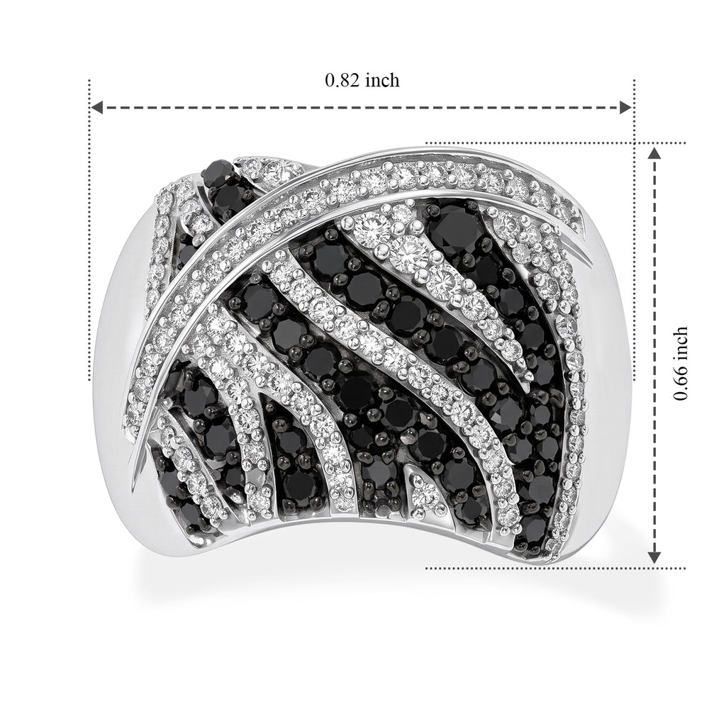 D'joy Black Diamond, White Diamond Cluster Ring in Rhodium OverlaySterling Silver, Silver Wt.5.5 Gms  1.036  Ct._8796678_5