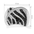 D'joy Black Diamond, White Diamond Cluster Ring in Rhodium OverlaySterling Silver, Silver Wt.5.5 Gms  1.036  Ct._8796678_5