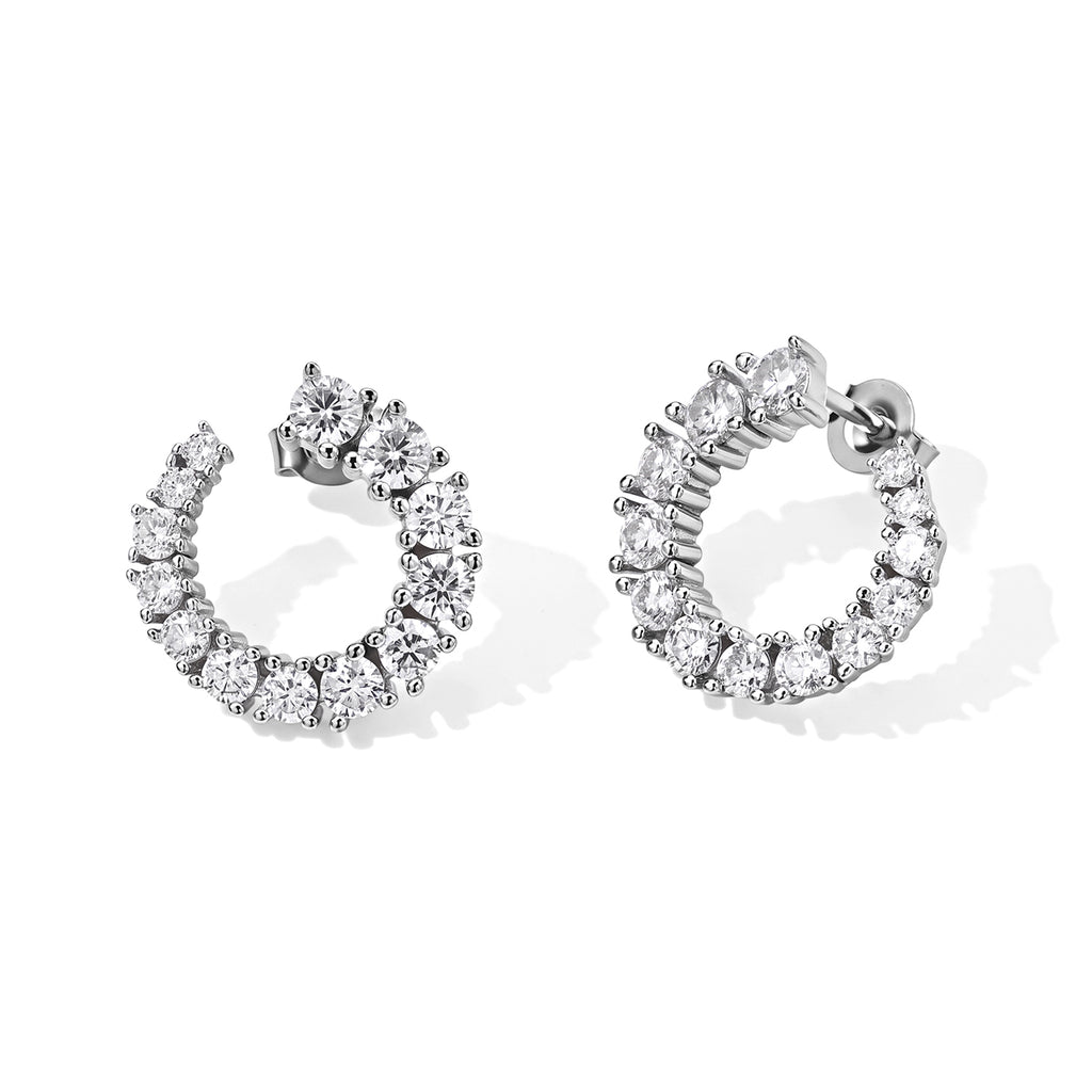 D'Joy - Moissanite Earring with Push Back in Rhodium Overlay Sterling Silver 2.52 Ct._8796877