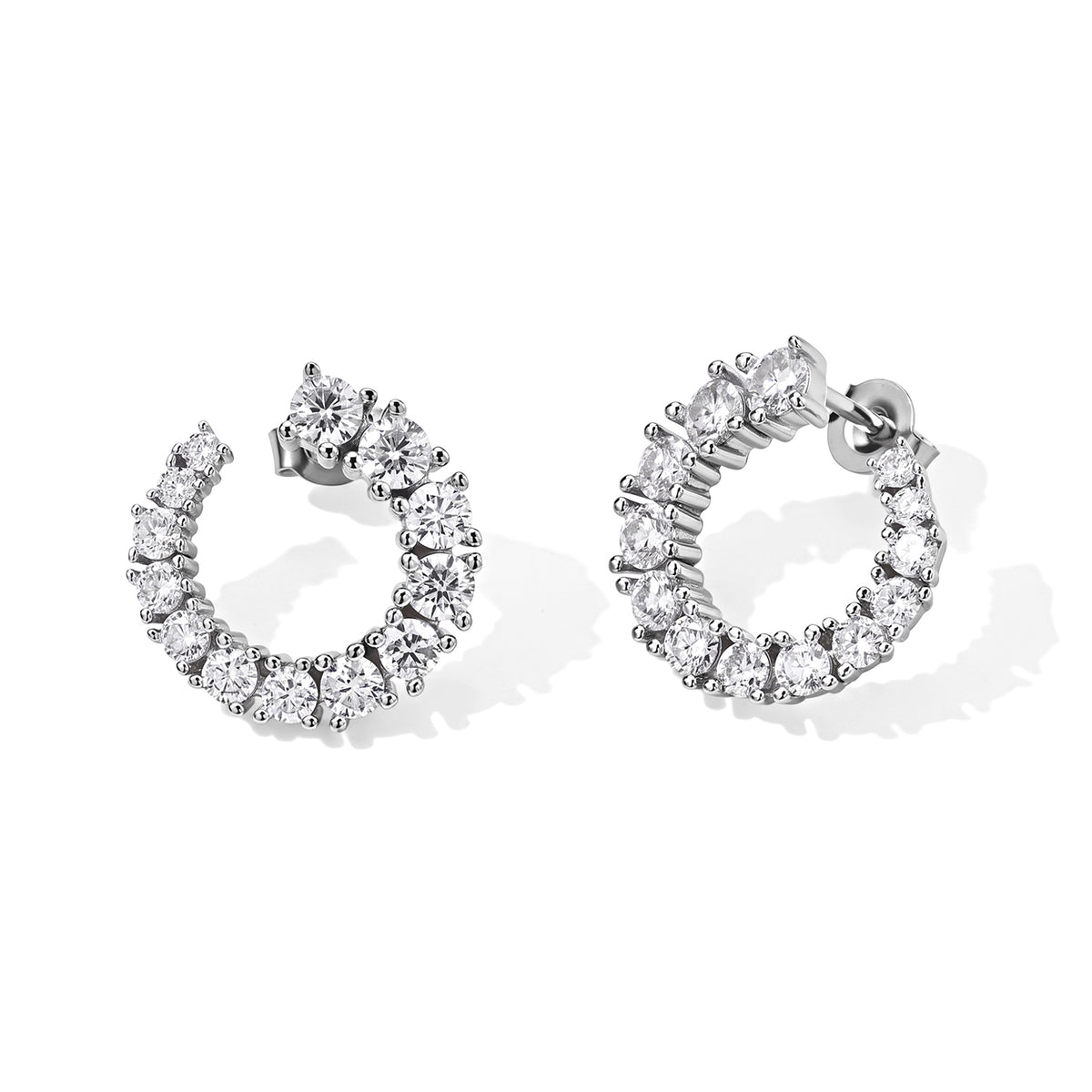 D'Joy - Moissanite Earring with Push Back in Rhodium Overlay Sterling Silver 2.52 Ct. 8796877 0
