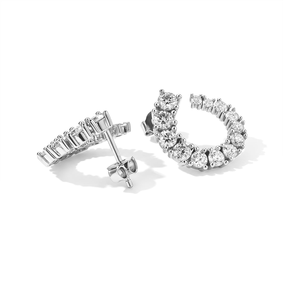 D'Joy - Moissanite Earring with Push Back in Rhodium Overlay Sterling Silver 2.52 Ct. 8796877 2