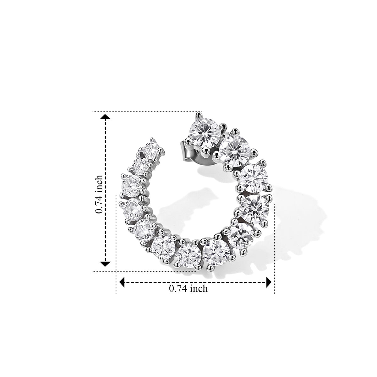 D'Joy - Moissanite Earring with Push Back in Rhodium Overlay Sterling Silver 2.52 Ct. 8796877 3