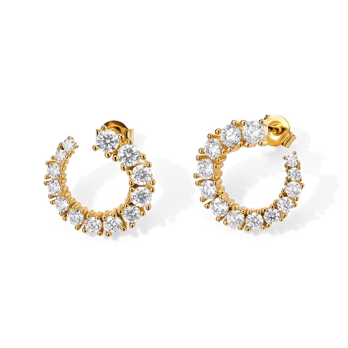 D'Joy - Moissanite Earring with Push Back in Yellow Gold Plated Sterling Silver 2.50 Ct. 8796878 1