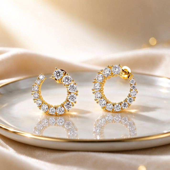D'Joy - Moissanite Earring with Push Back in Yellow Gold Plated Sterling Silver 2.50 Ct. 8796878 2