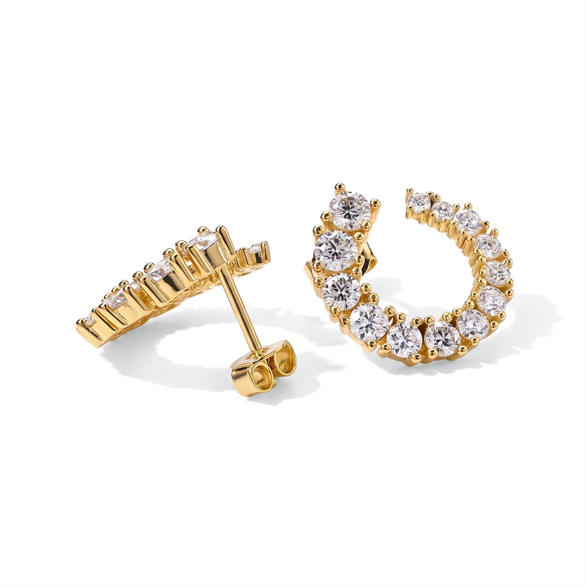 D'Joy - Moissanite Earring with Push Back in Yellow Gold Plated Sterling Silver 2.50 Ct. 8796878 3