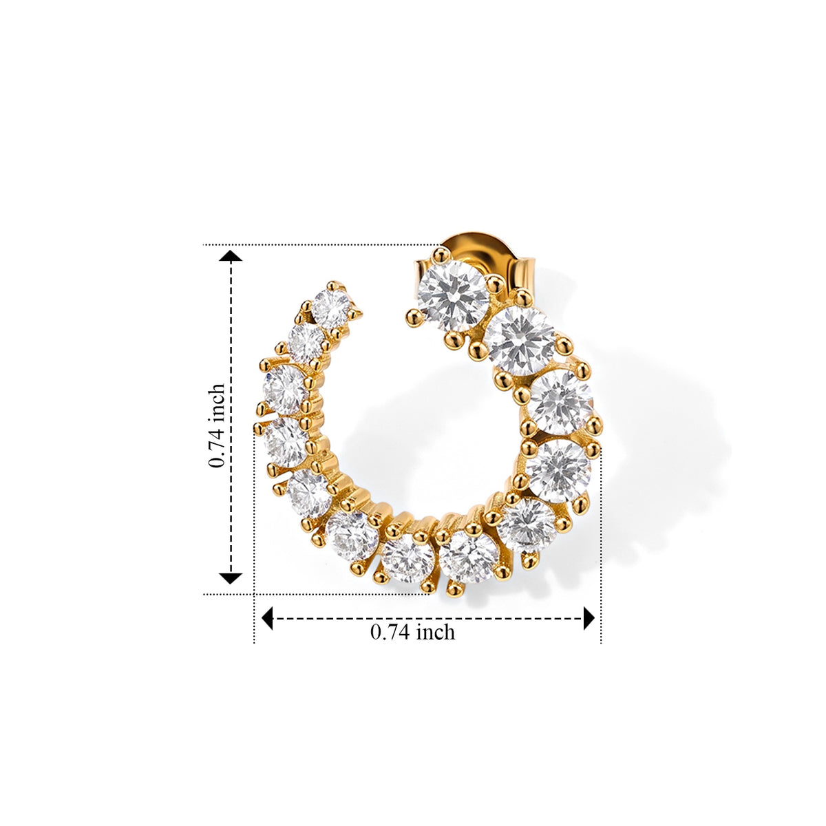 D'Joy - Moissanite Earring with Push Back in Yellow Gold Plated Sterling Silver 2.50 Ct. 8796878 4