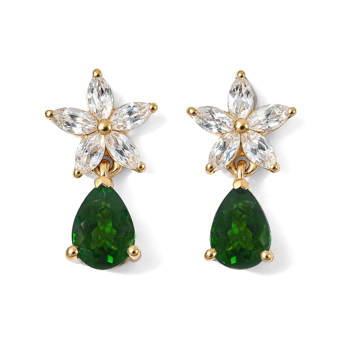 D'joy Natural Chrome Diopside, White Zircon Dangling Earring Sterling Silver  2.796  Ct. 8797321 0