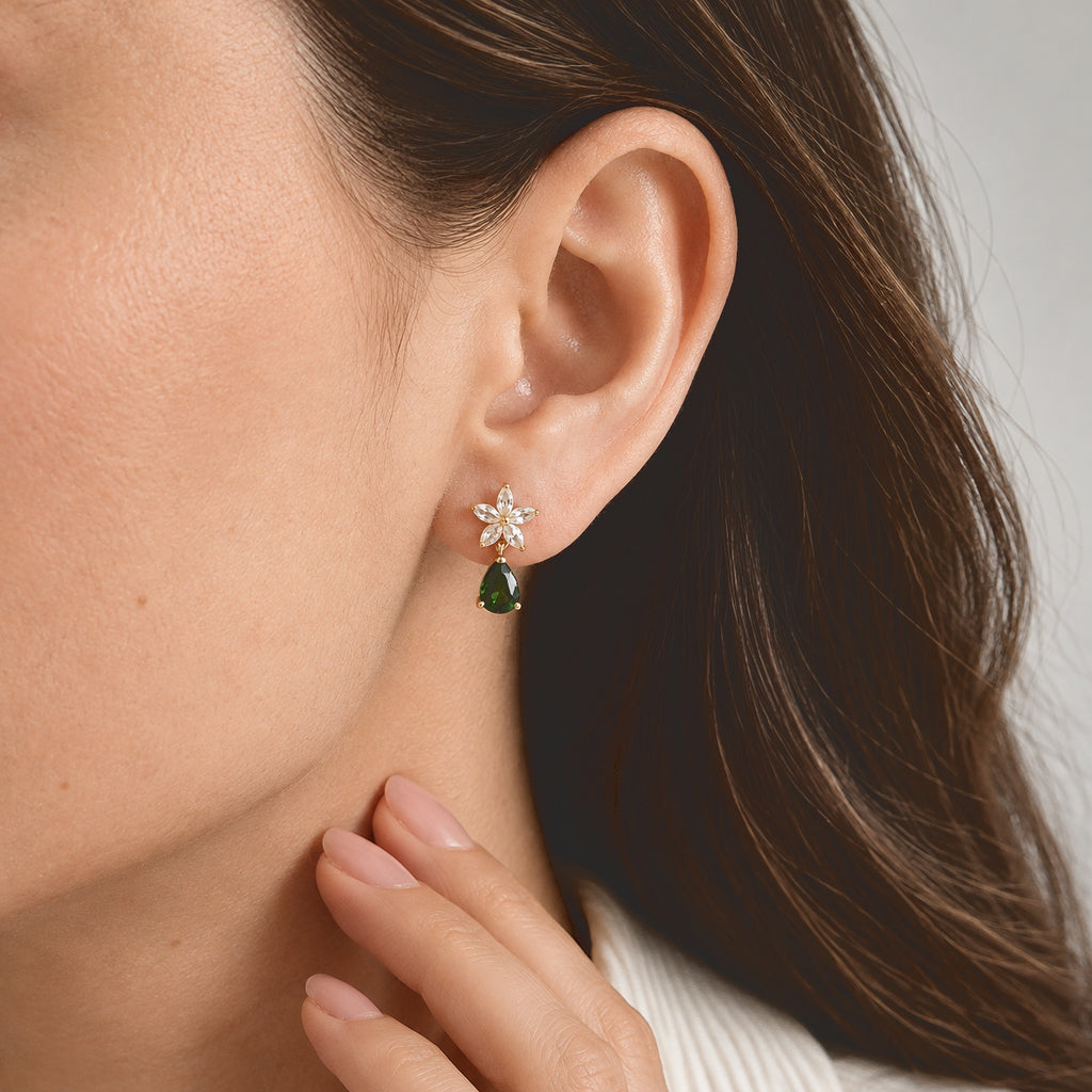 D'joy Natural Chrome Diopside, White Zircon Dangling Earring Sterling Silver  2.796  Ct._8797321_2