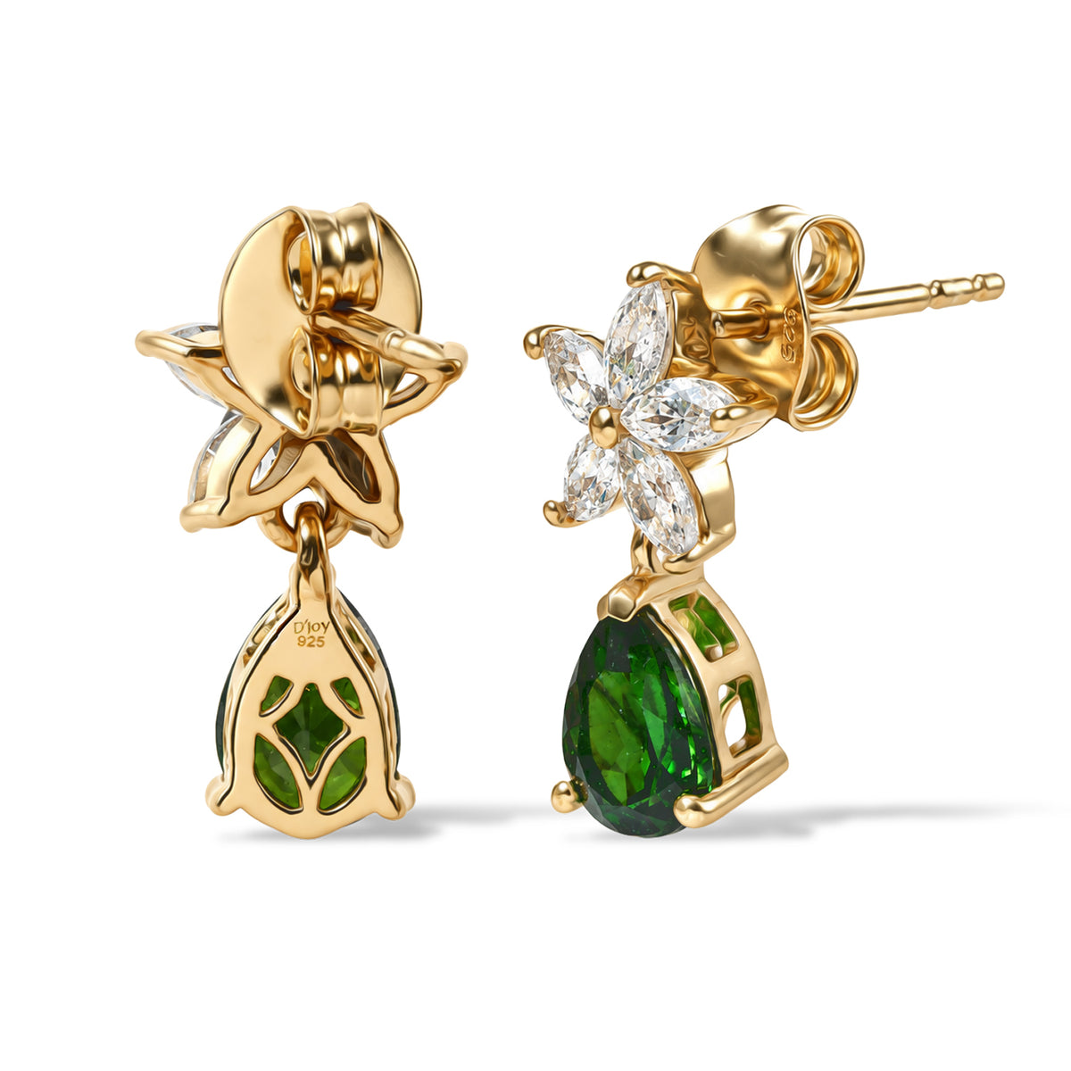 D'joy Natural Chrome Diopside, White Zircon Dangling Earring Sterling Silver  2.796  Ct. 8797321 3