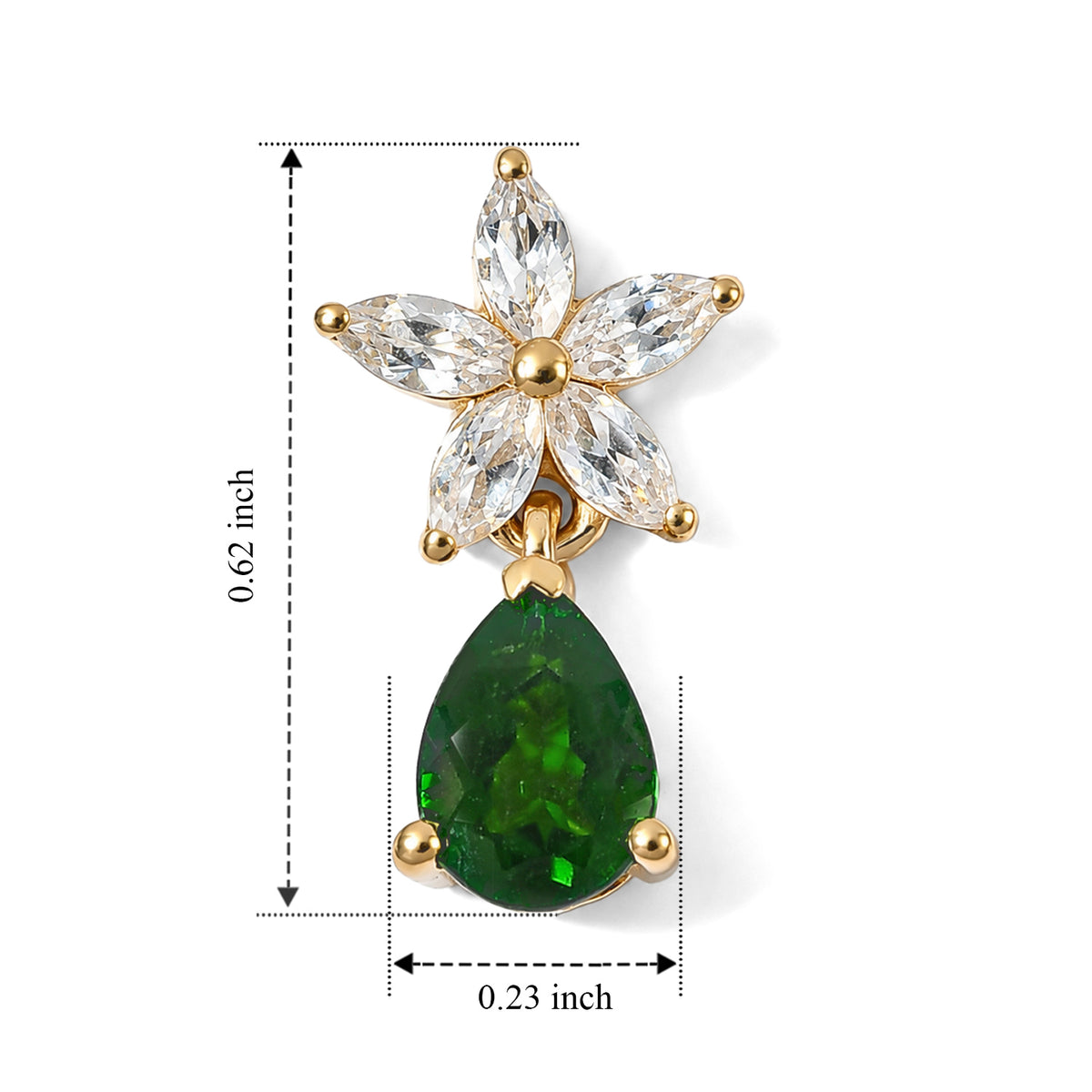 D'joy Natural Chrome Diopside, White Zircon Dangling Earring Sterling Silver  2.796  Ct. 8797321 4