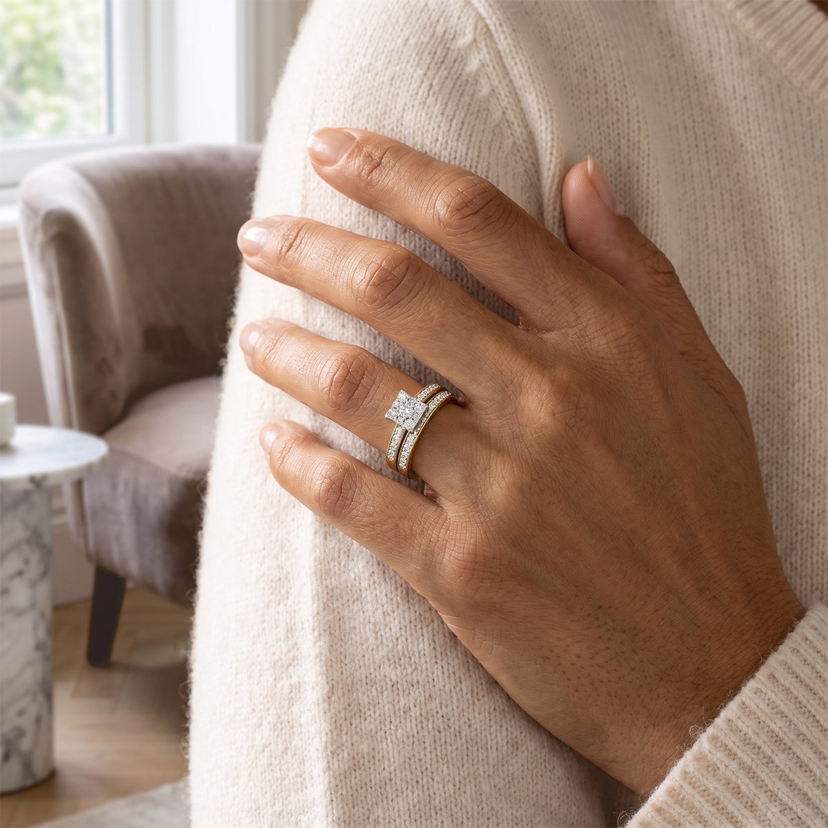 D'Joy - Natural White Diamond (I3-G-H) Ring in 18K Vermeil Yellow Gold Plated Sterling Silver 0.50 Ct. 8797394 1