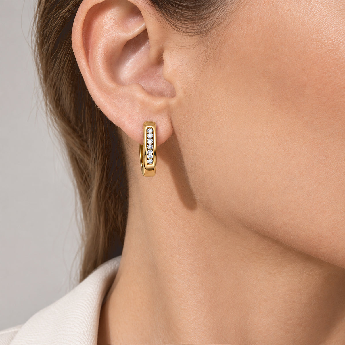D'Joy - Natural White Diamond (I3/G-H) Hoop Earring in 18K Vermeil Yellow Gold Plated Sterling Silver 8797501 2
