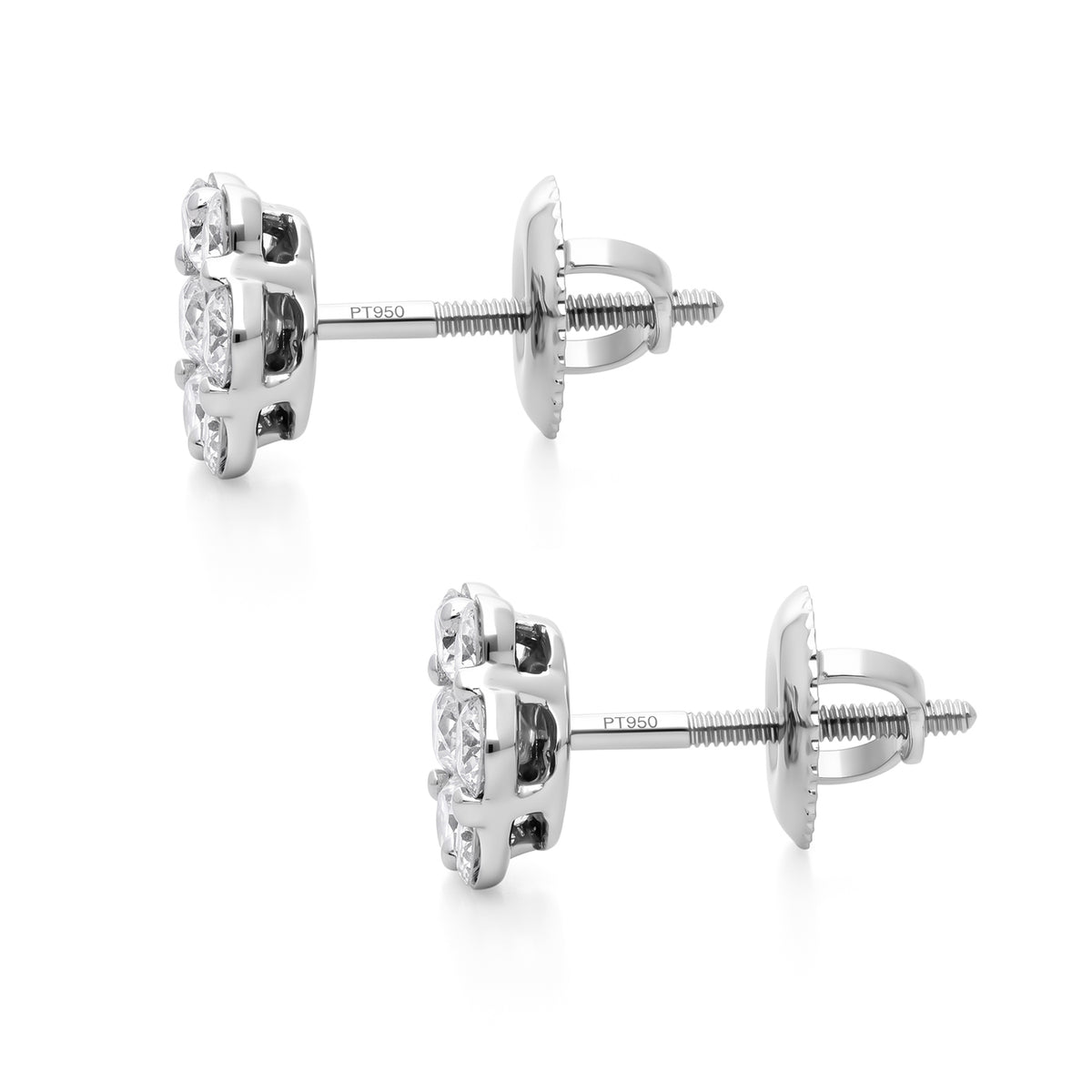 950 Platinum SGL Certified Natural White Diamond (SI-G-H) Earring with Screw Back 1.08 Ct, Platinum Wt. 2.60 Gms 8797525 3