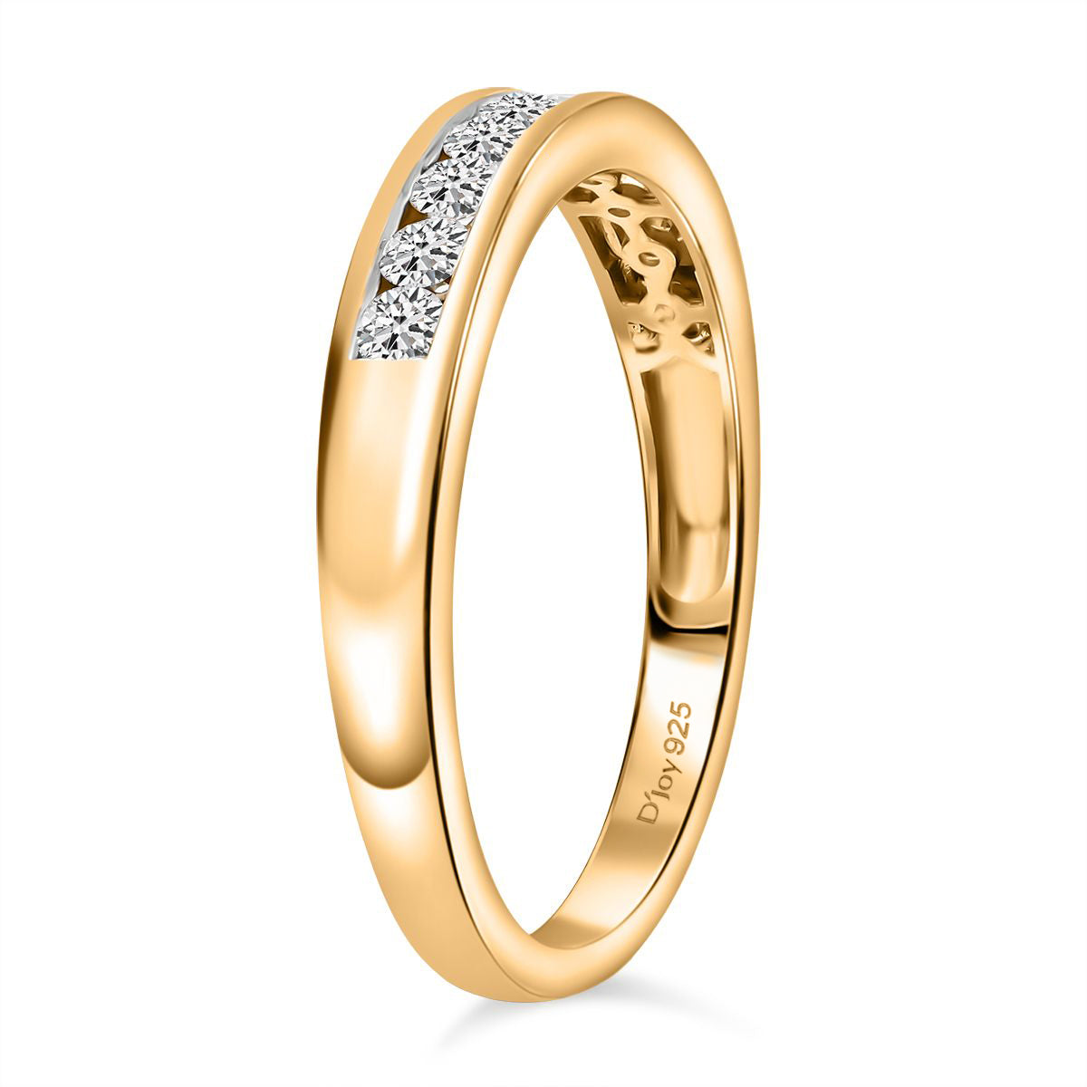 D'Joy - Natural White Diamond (I3-G-H) Band Ring in 18K Vermeil Yellow Gold Plated Sterling Silver 0.50 Ct. 8797595 4