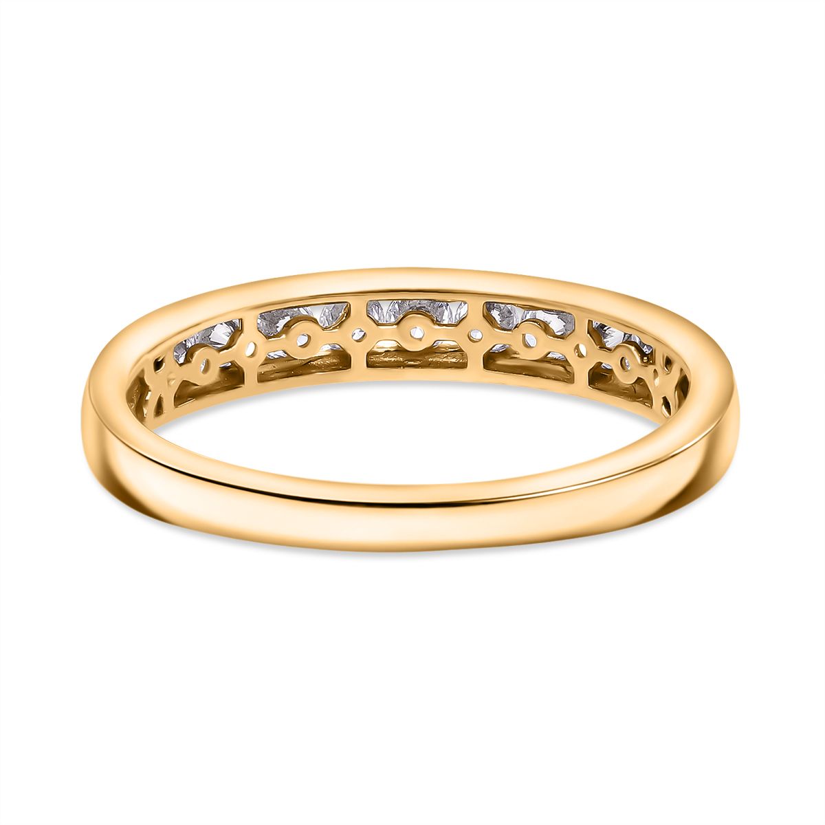 D'Joy - Natural White Diamond (I3-G-H) Band Ring in 18K Vermeil Yellow Gold Plated Sterling Silver 0.50 Ct. 8797595 5