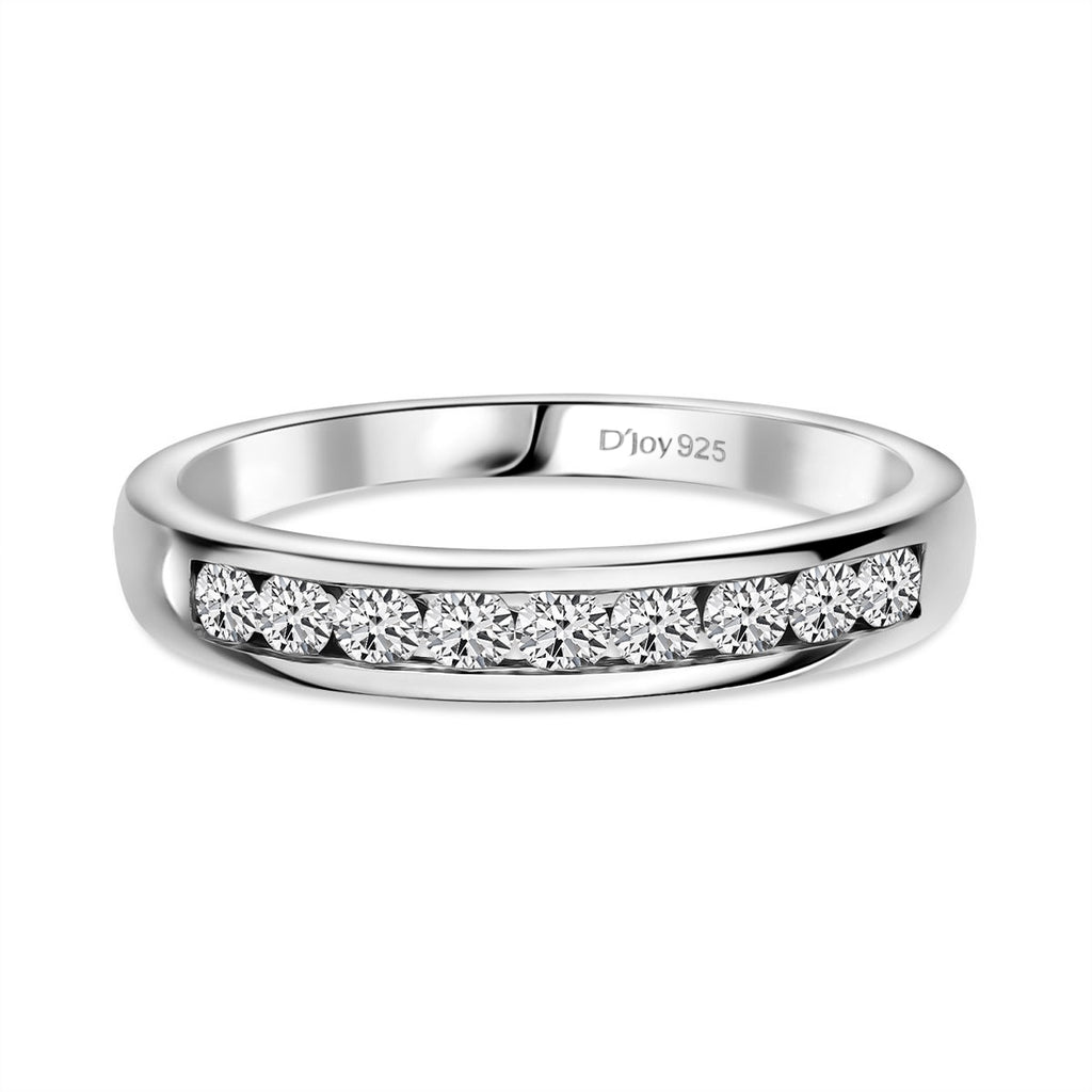 D'Joy - Natural White Diamond (I3/G-H) Band Ring in Rhodium Overlay Sterling Silver 0.50 Ct._8797607