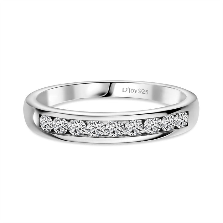 D'Joy - Natural White Diamond (I3/G-H) Band Ring in Rhodium Overlay Sterling Silver 0.50 Ct. 8797607 1