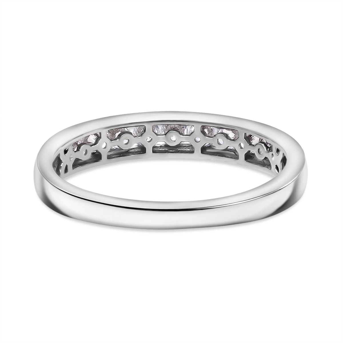 D'Joy - Natural White Diamond (I3-G-H) Band Ring in Rhodium Overlay Sterling Silver 0.50 Ct. 8797607 4