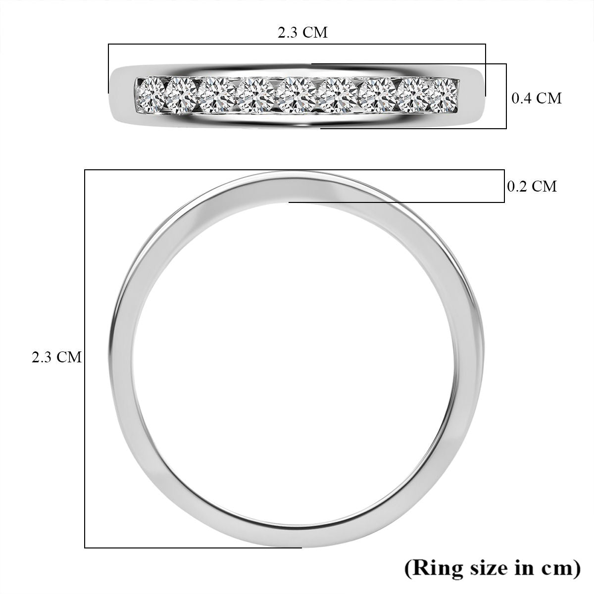D'Joy - White Diamond Band Ring in Rhodium Overlay Sterling Silver  0.50 Ct. 8797610 5