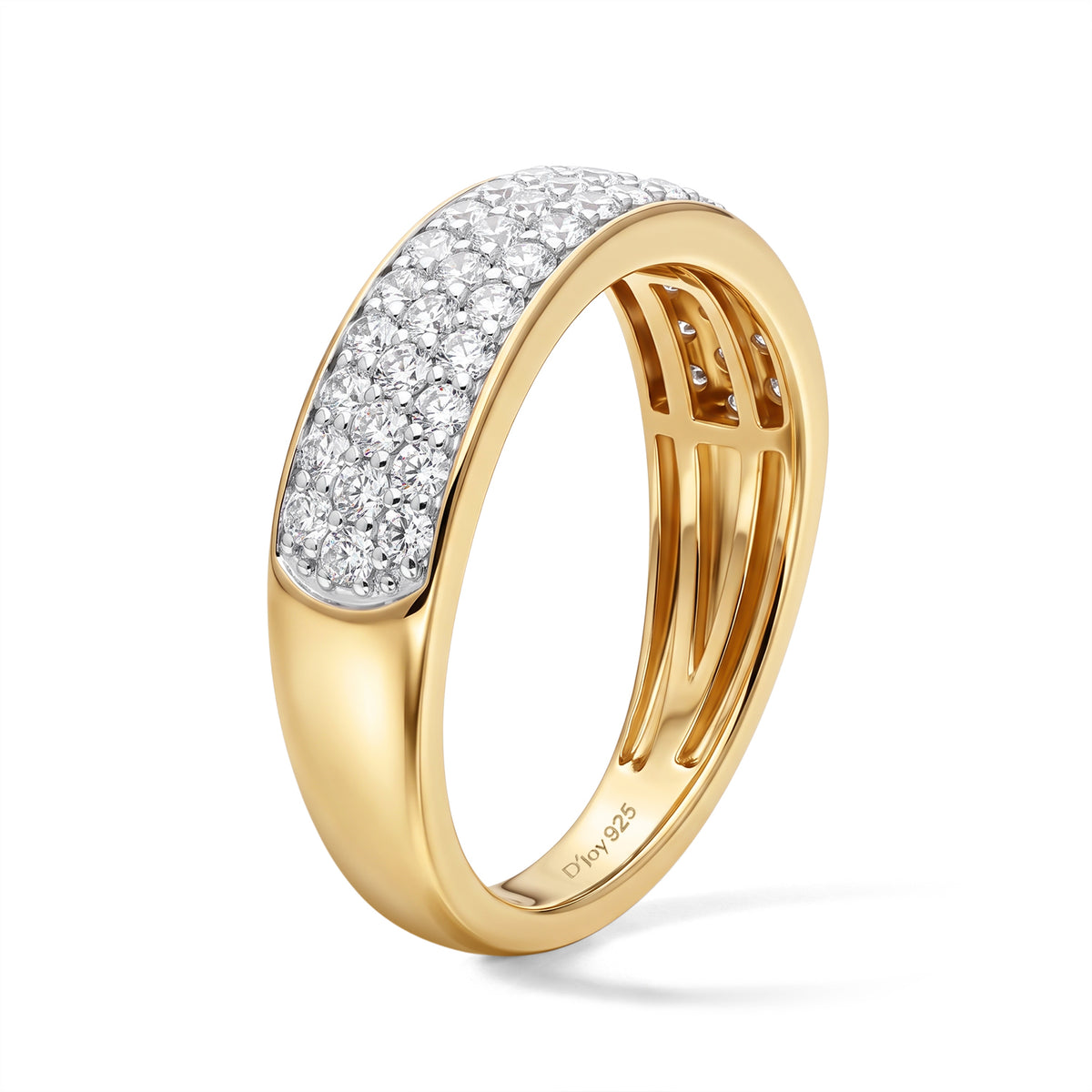 D'Joy - SGL Certified Natural White Diamond (I3-G-H) Ring in 18K Vermeil Yellow Gold Plated Sterling Silver 8797688 3