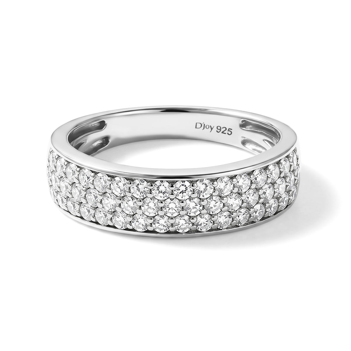D'Joy - SGL Certified Natural White Diamond (I3-G-H) Ring in Rhodium Overlay Sterling Silver 8797700 0