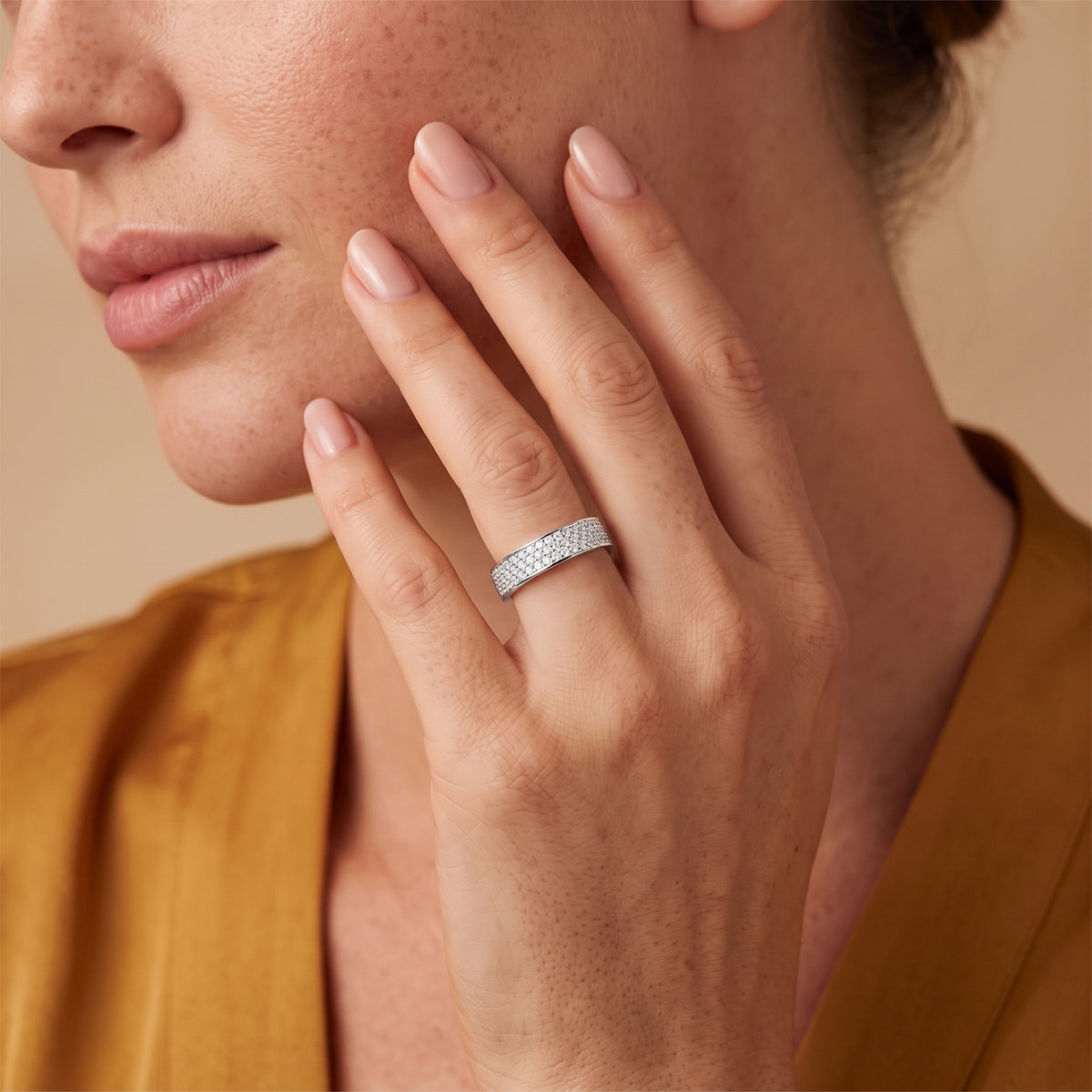 D'Joy - SGL Certified Natural White Diamond (I3-G-H) Ring in Rhodium Overlay Sterling Silver 8797700 1