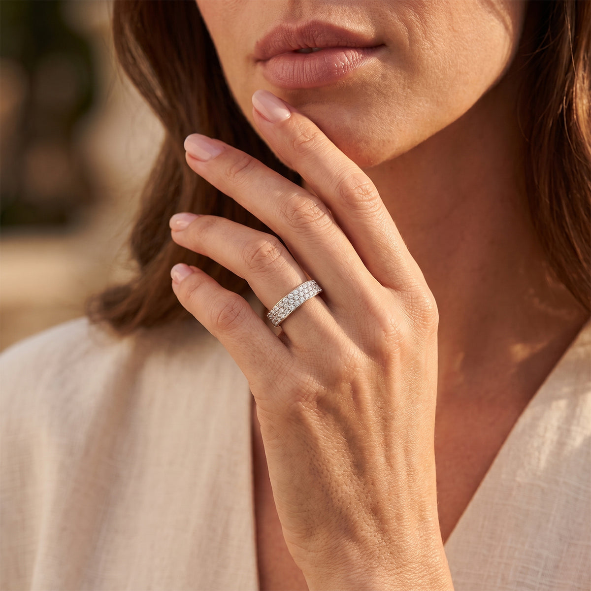 D'Joy - SGL Certified Natural White Diamond (I3-G-H) Ring in Rhodium Overlay Sterling Silver 8797700 2