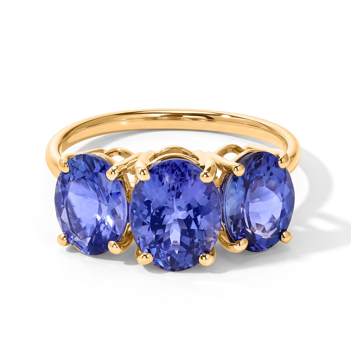14K Yellow Gold AA Tanzanite 3 Stone Ring, Gold Wt.2.04 Gms  4.425  Ct. 8797988 1