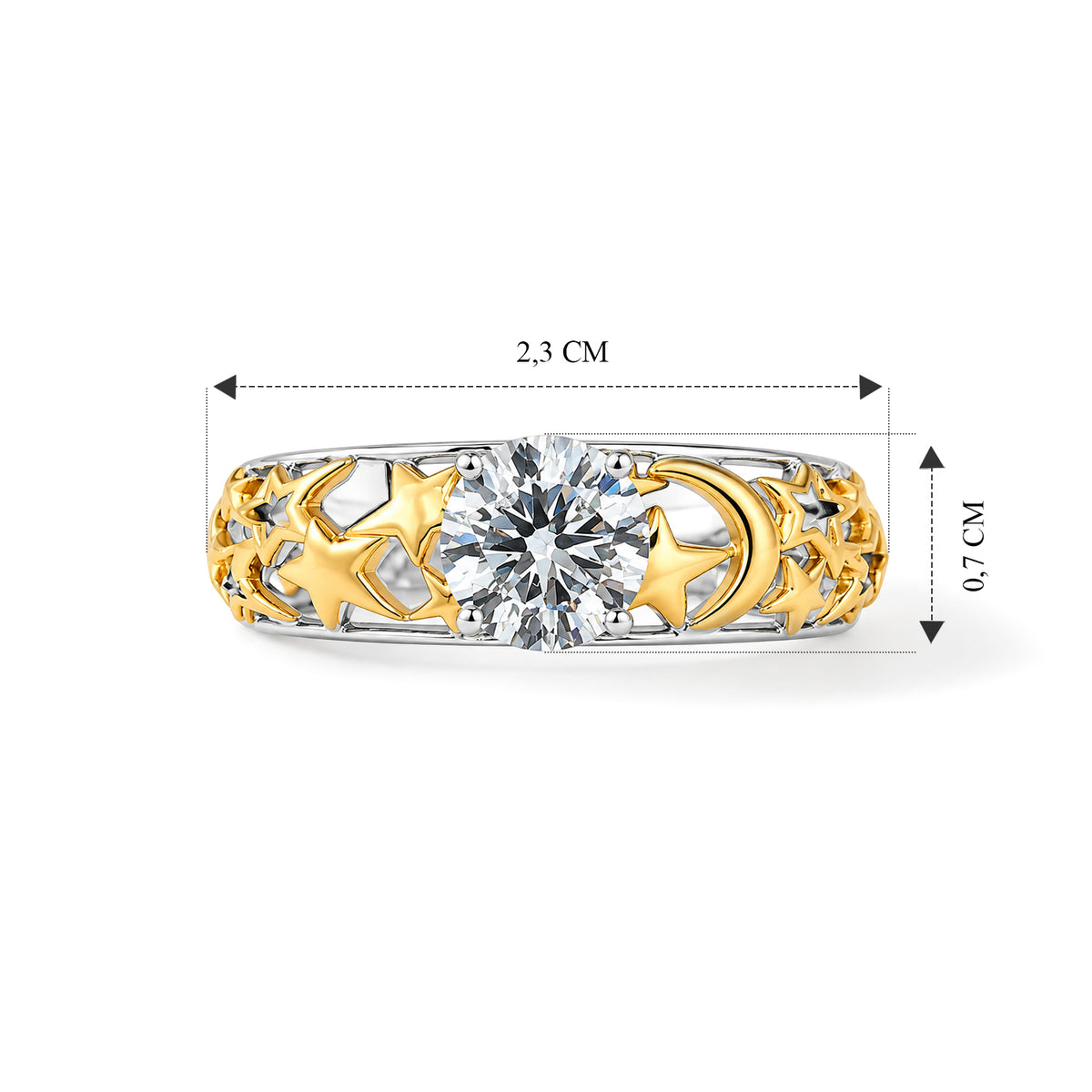 Luxuriant - Lab Grown Diamond Solitaire Ring in Rhodium Overlay &amp; 18K Vermeil Yellow Gold Plated Sterling Silver 1.00 Ct. 8799064 5