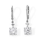 D'Joy - Moissanite Drop Earring with Lever Back in Rhodium Overlay Sterling Silver 3.70 Ct._8800062