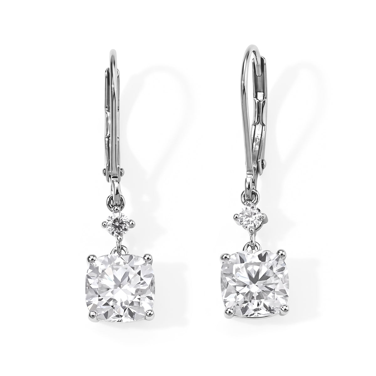 D'Joy - Moissanite Drop Earring with Lever Back in Rhodium Overlay Sterling Silver 3.70 Ct. 8800062 0