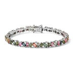 D'Joy - Multi-Tourmaline & Moissanite Tennis Bracelet (Size - 7) with GB Lock Box in Rhodium Overlay Sterling Silver 8.10 Ct, Silver Wt. 12.20 Gms_8800335