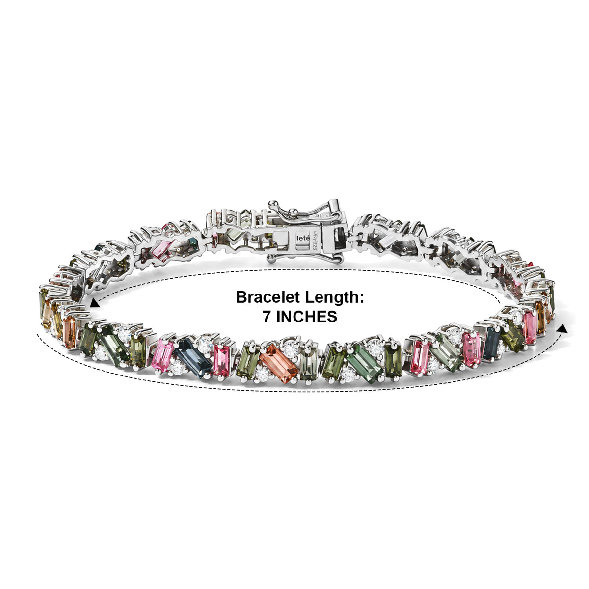 D'Joy - Multi-Tourmaline &amp; Moissanite Tennis Bracelet (Size - 7) with GB Lock Box in Rhodium Overlay Sterling Silver 8.10 Ct, Silver Wt. 12.20 Gms 8800335 4