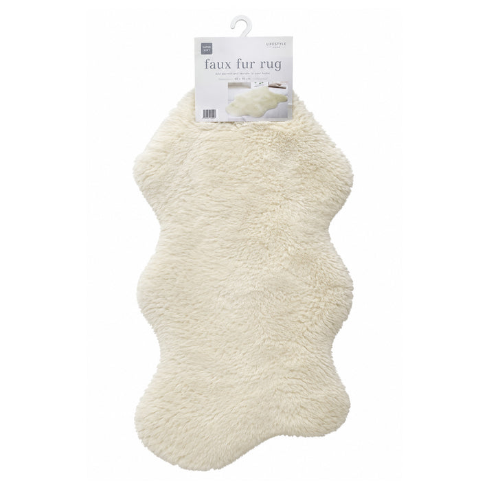 Super Soft Plush Fluffy Sheepskin Shape Faux Fur Rug (60x70cm) - Cream 8800438 1