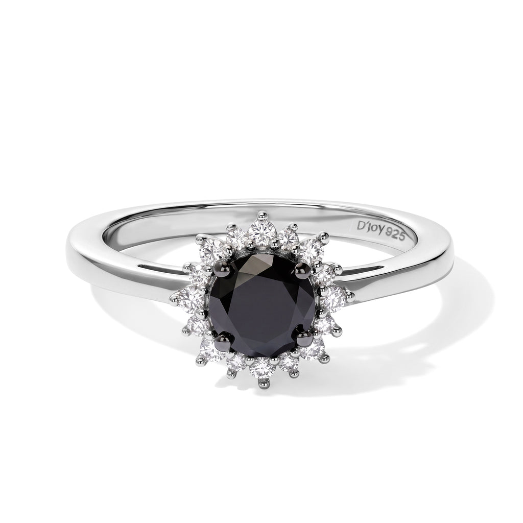 D'joy Black Diamond, White Diamond Solitaire Diamond Ring in Rhodium OverlaySterling Silver  0.993  Ct._8800458