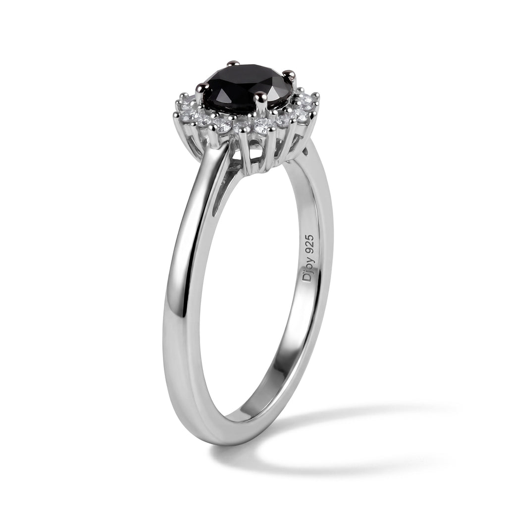D'joy Black Diamond, White Diamond Solitaire Diamond Ring in Rhodium OverlaySterling Silver  0.993  Ct._8800458_3