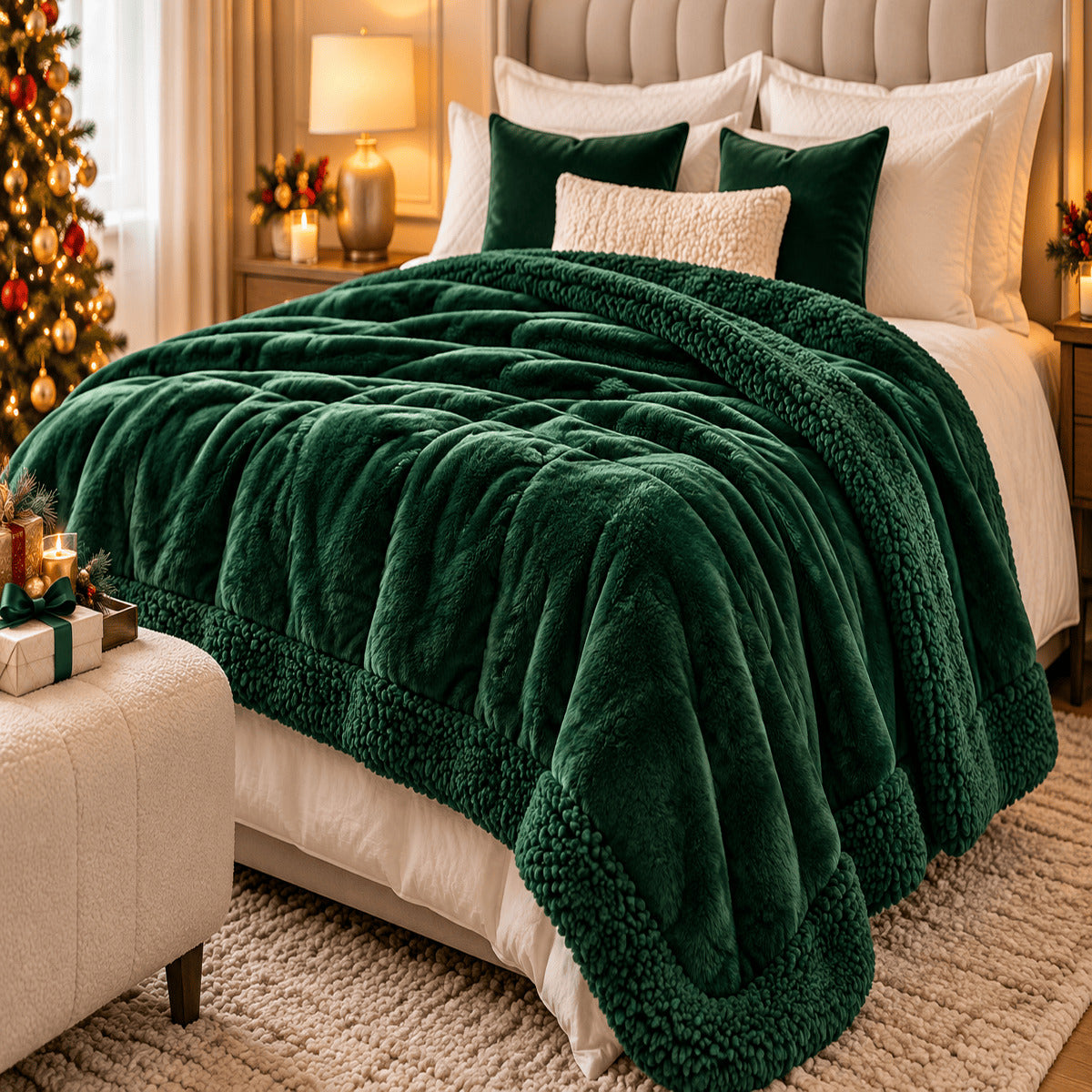 Solid Plush Bliss Luxury Flannel Throw Blanket (150x200cm) - Green 8800490 0
