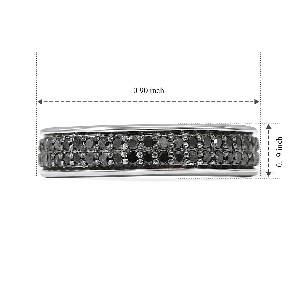 D'joy Black Diamond Full Eternity Band Ring in Rhodium OverlaySterling Silver  1.000  Ct._8800958_4